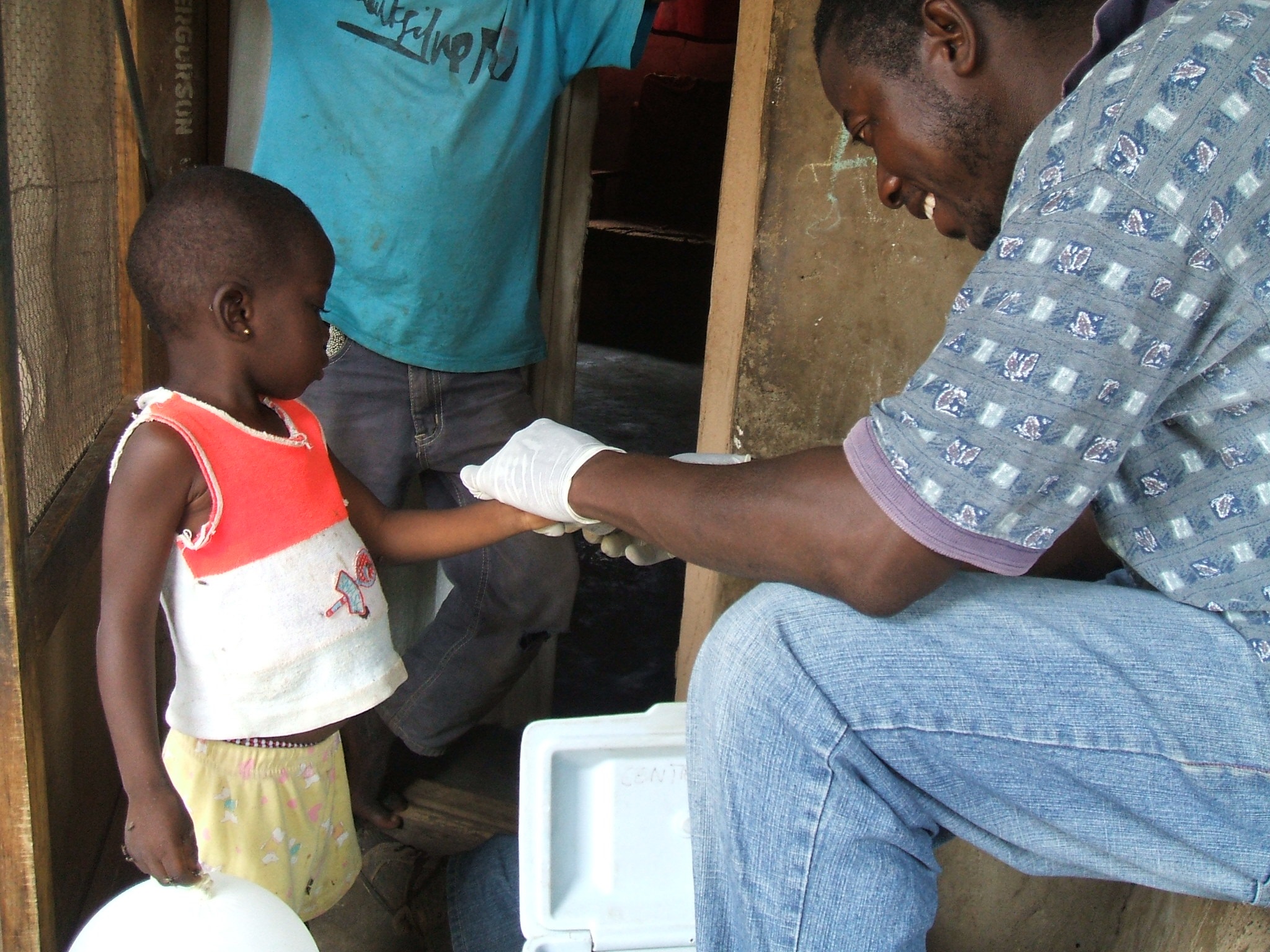 Taking blood samples in Gambia